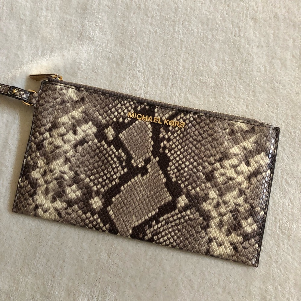 Michael Kors snake print clutch flat pouch